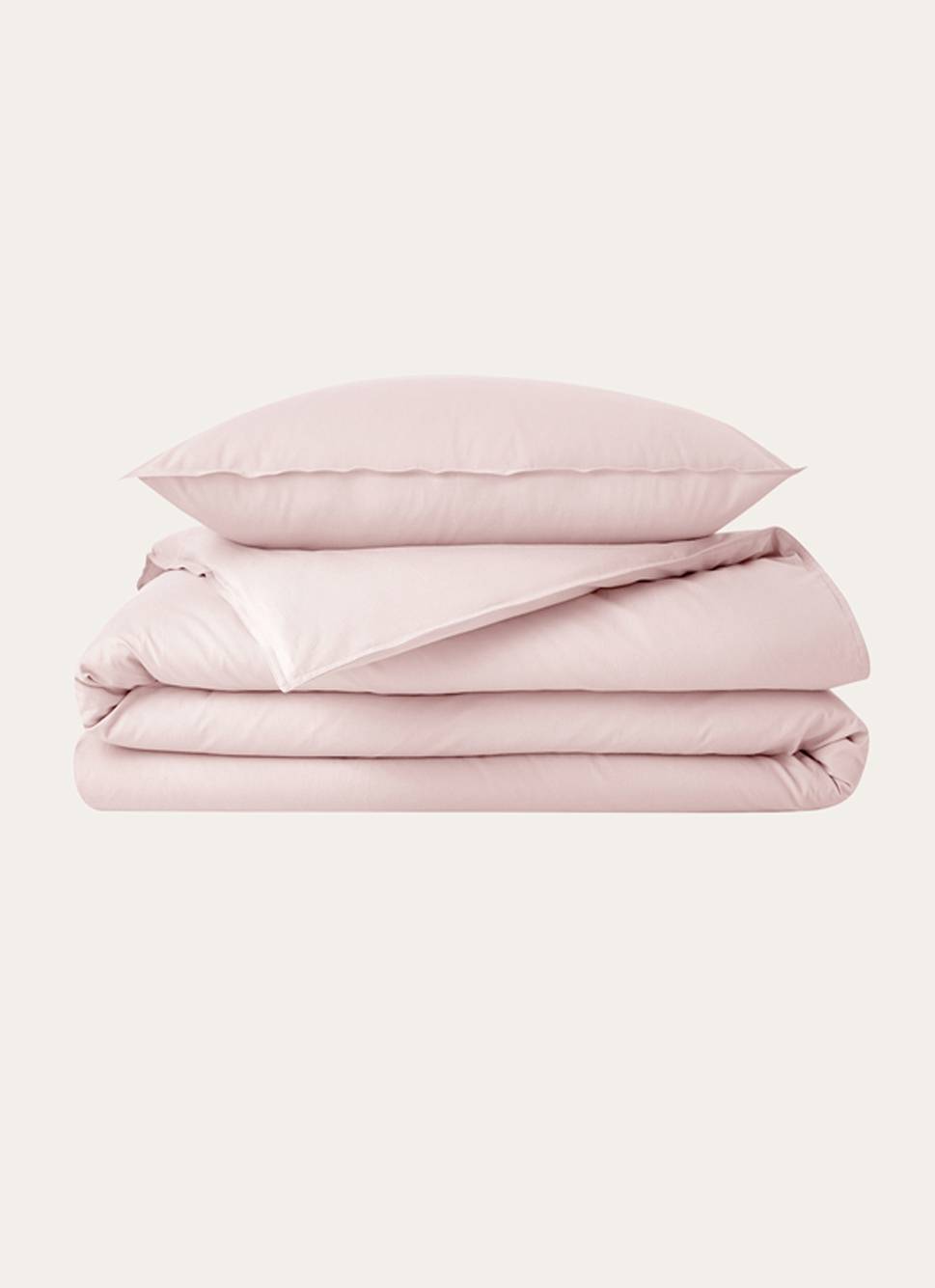 HOUSSE DE COUETTE UNIE EN COTON LAVÉ BIO ROSE PÂLE