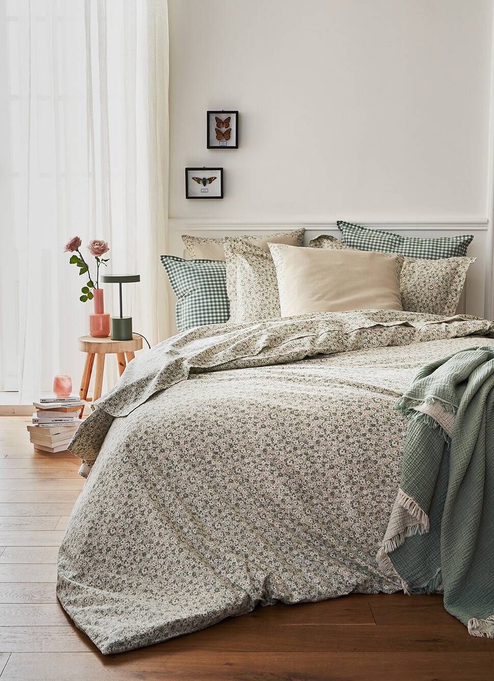 HOUSSE DE COUETTE ÉLISE EN LIN ET COTON VERT