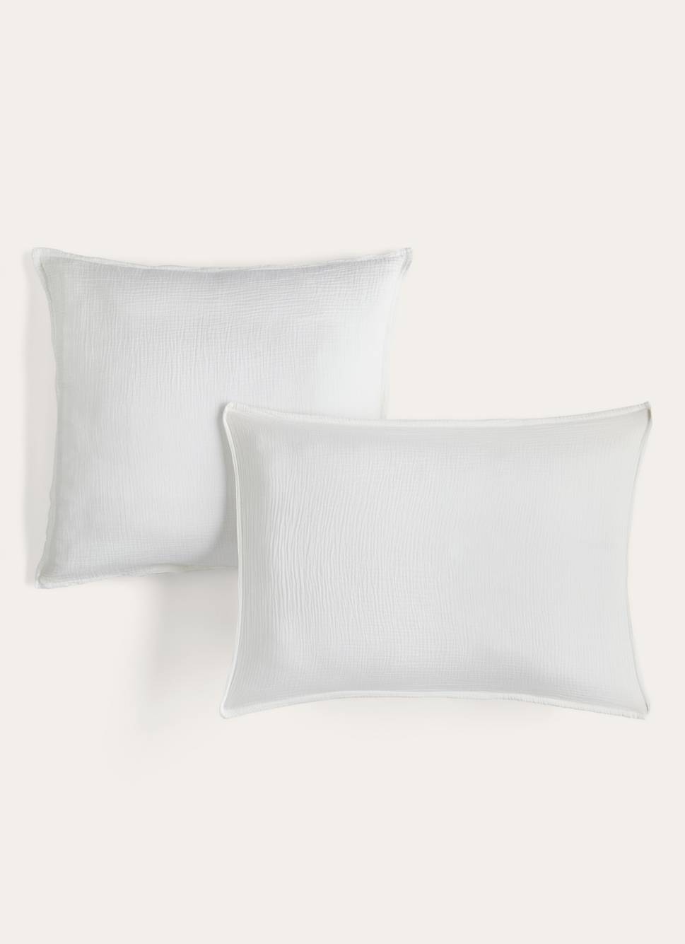 SET DE 2 TAIES D&rsquo;OREILLER DOUBLE GAZE DE COTON LAIT
