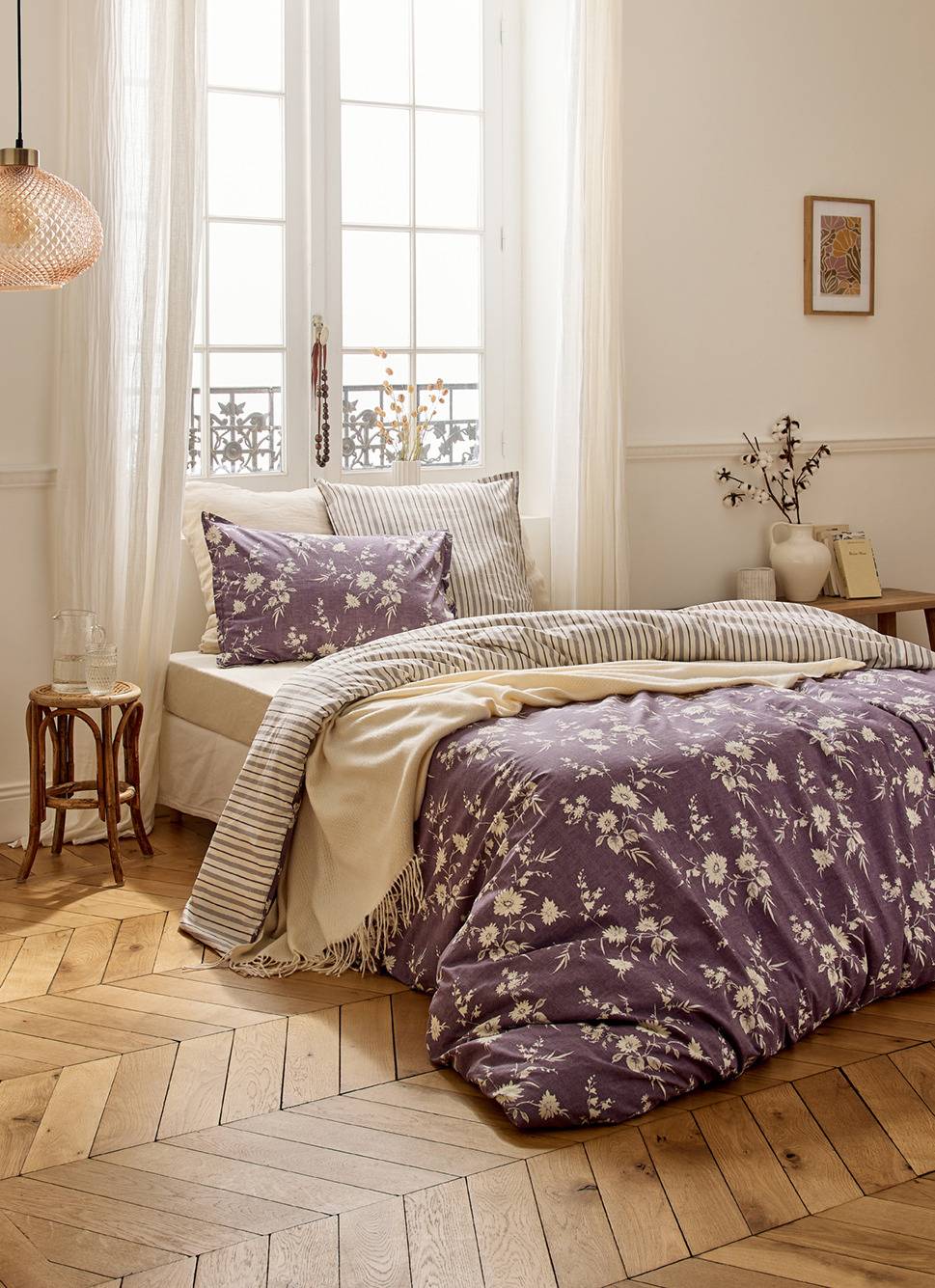 HOUSSE DE COUETTE EN COTON LAVÉ REGENCY VIOLET FIGUE