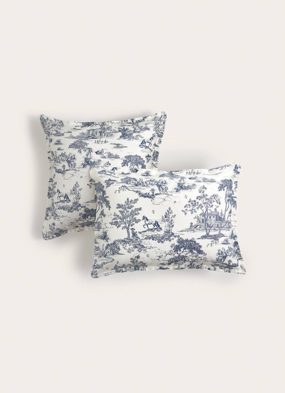 LOT DE 2 TAIES D&rsquo;OREILLER EN SATIN DE COTON MOTIF ARDOISE
