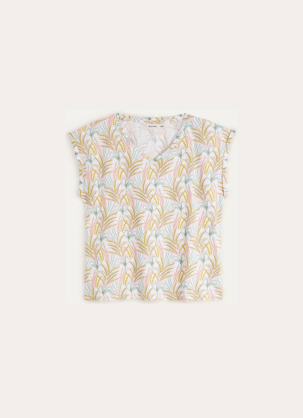 TEE-SHIRT COL V EN COTON MULTICOLORE