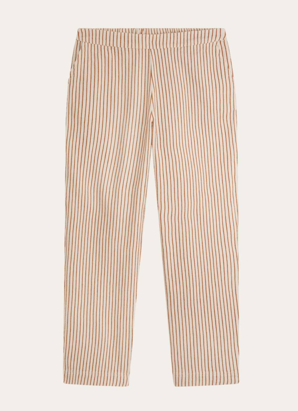PANTALON DROIT À RAYURES BRUN