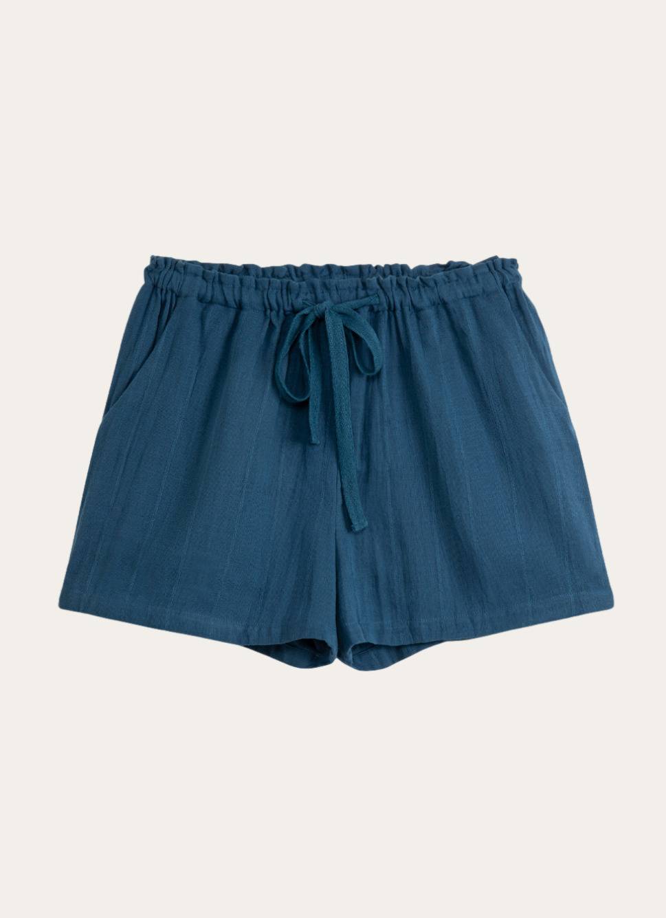 SHORT EN GAZE DE COTON MARINE