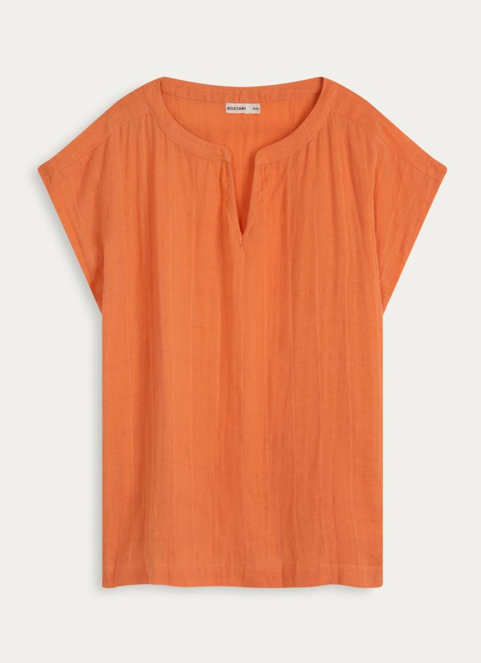 TOP MANCHES COURTES EN GAZE DE COTON PAPRIKA
