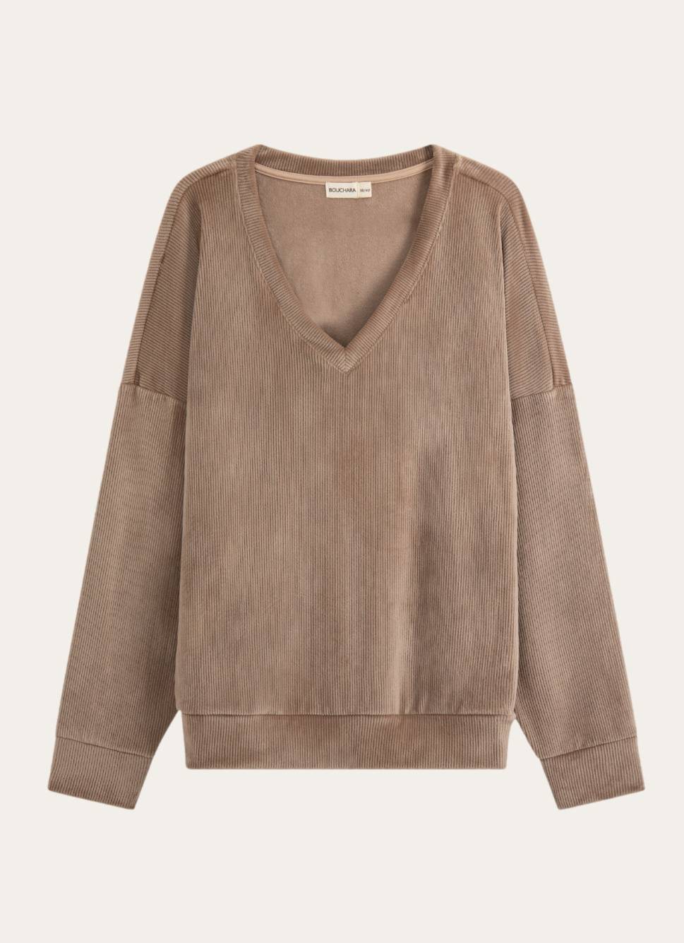 SWEAT-SHIRT EN VELOURS BEIGE