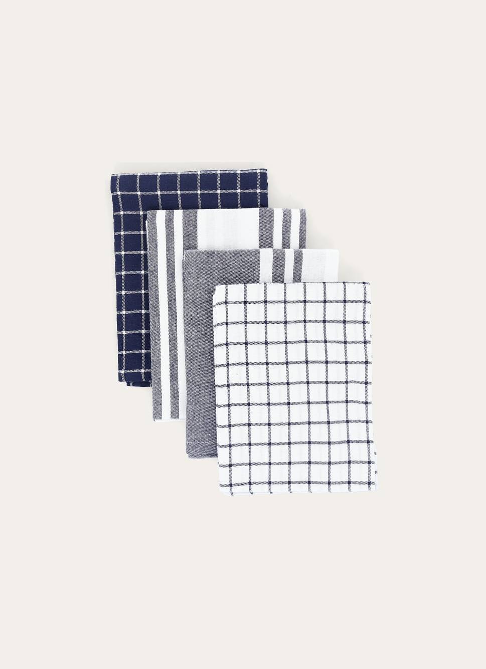 LOT DE 5 TORCHONS EN COTON BLEU NUIT