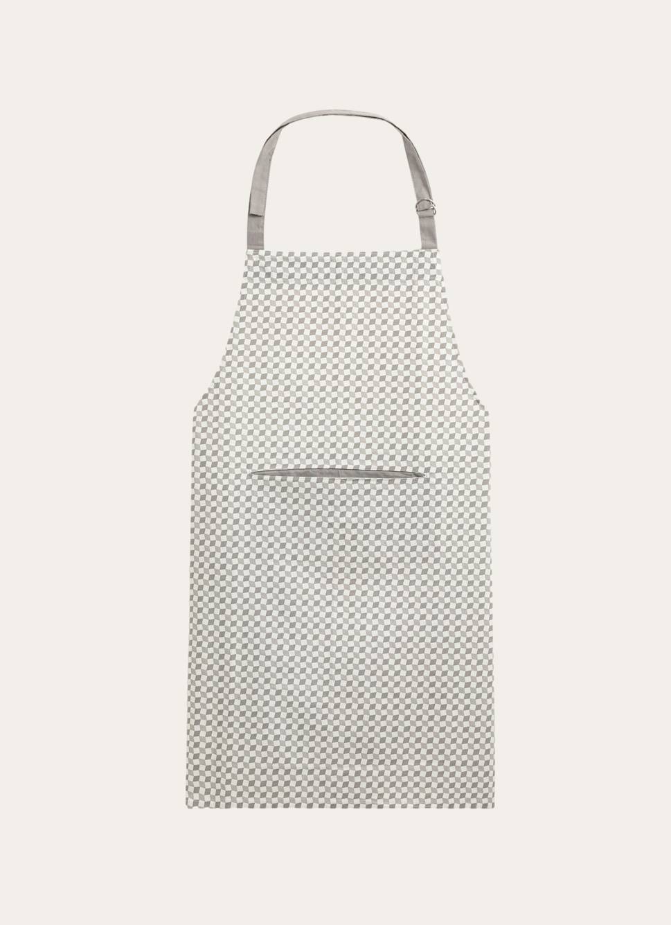 TABLIER EN COTON IMPRIMÉ LOSANGES GRIS