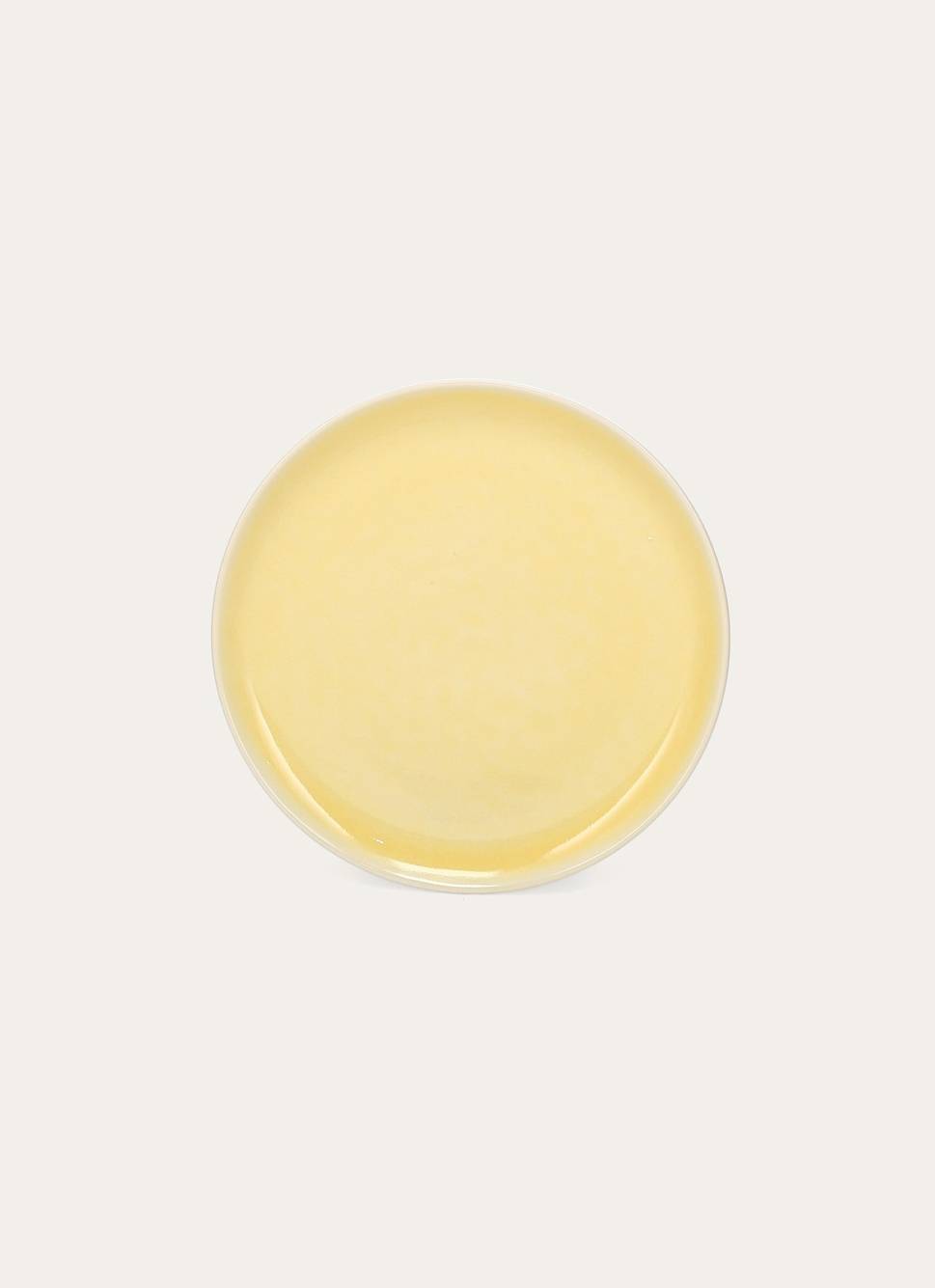 ASSIETTE PLATE EN GRÈS COLORÉ BRILLANT ET BLANC JAUNE