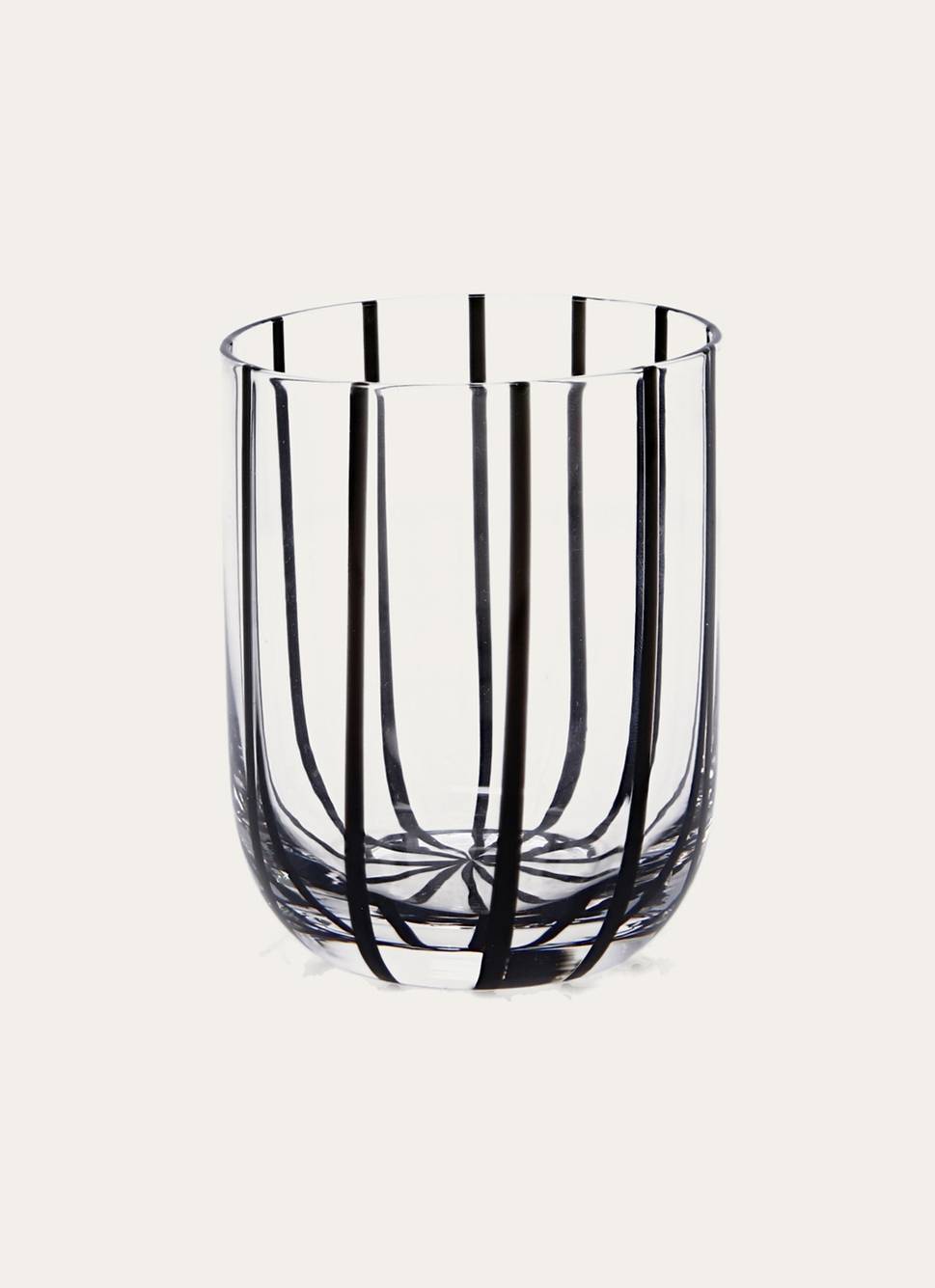 GOBELET HAUT EN VERRE RAYÉ TRANSPARENT / NOIR