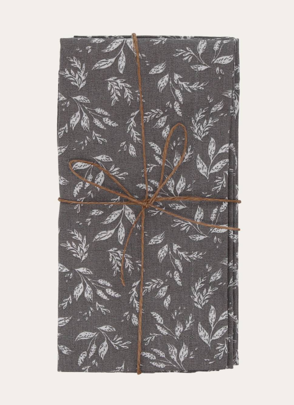 LOT DE 2 SERVIETTES EN COTON GRIS