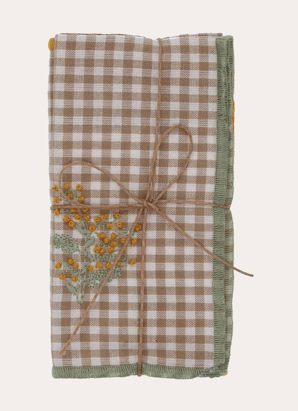 LOT DE 2 SERVIETTES DE TABLE VICHY TAUPE
