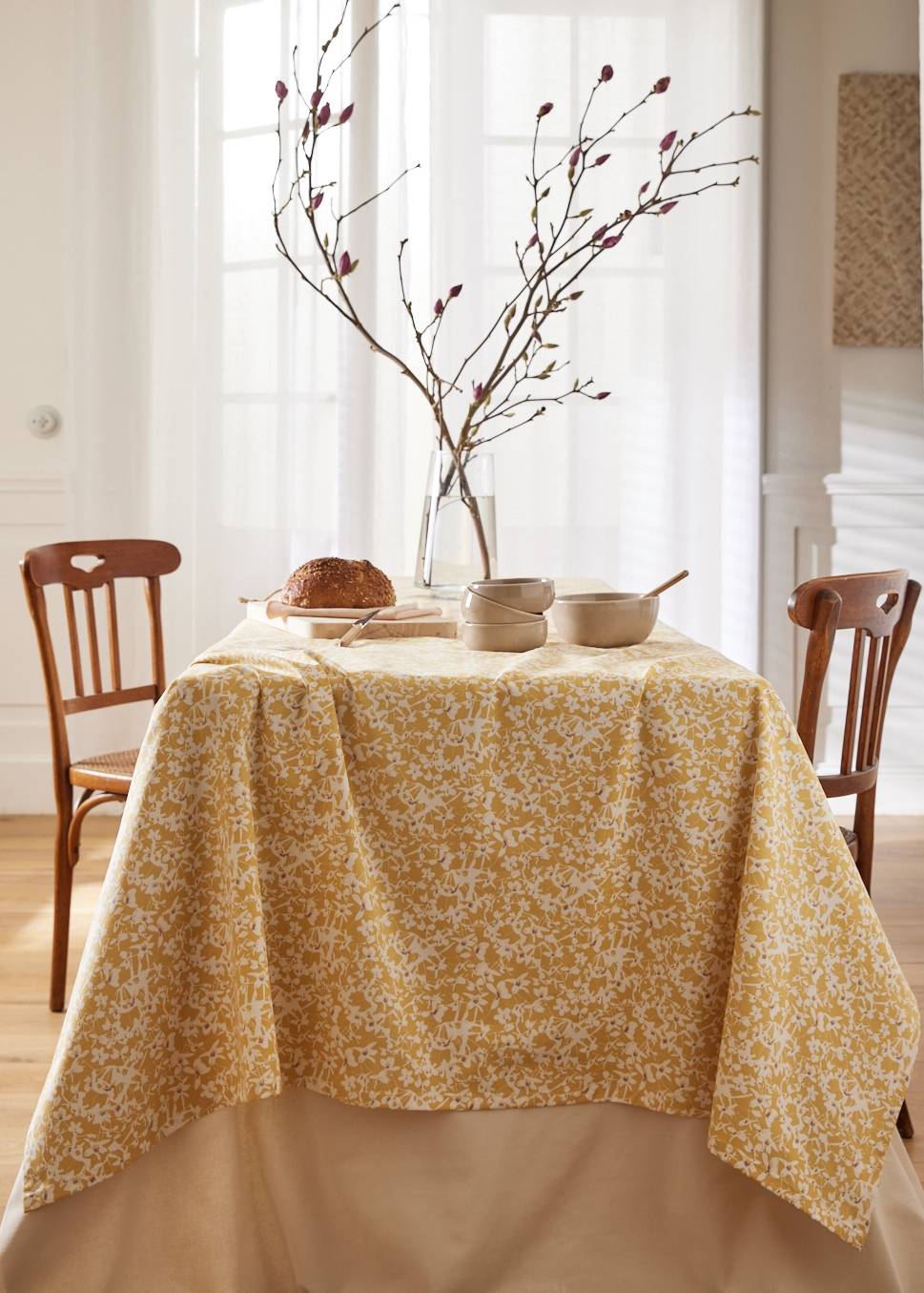NAPPE FLEURS MISO JAUNE