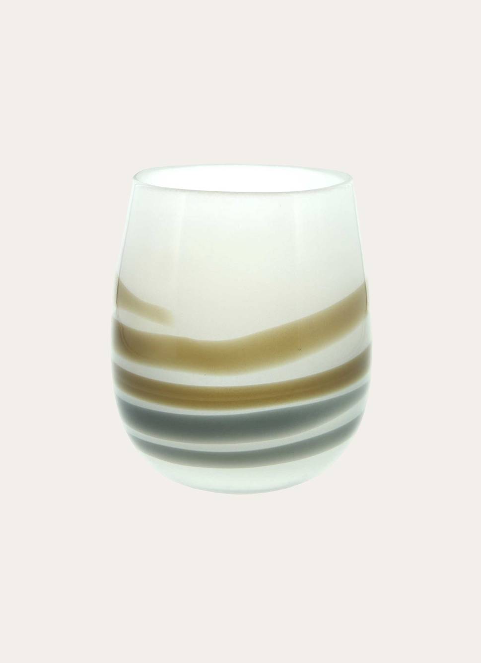 PETIT VASE EN VERRE AVEC RAYURES TEINTÉES BLANC