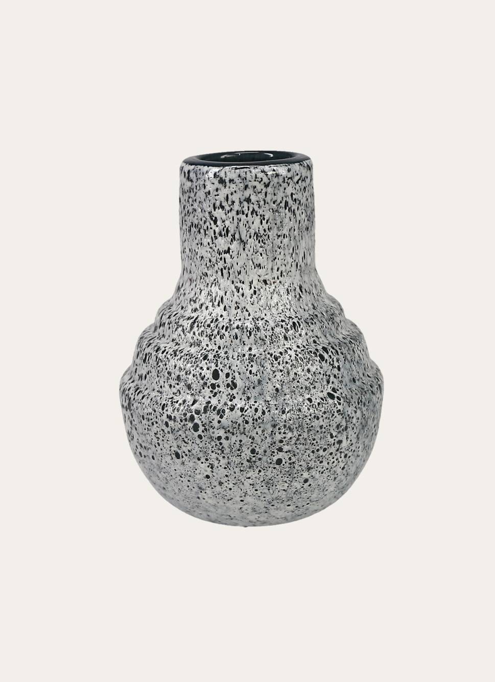 VASE EN VERRE EFFET RÉACTIF BLANC/BLEU