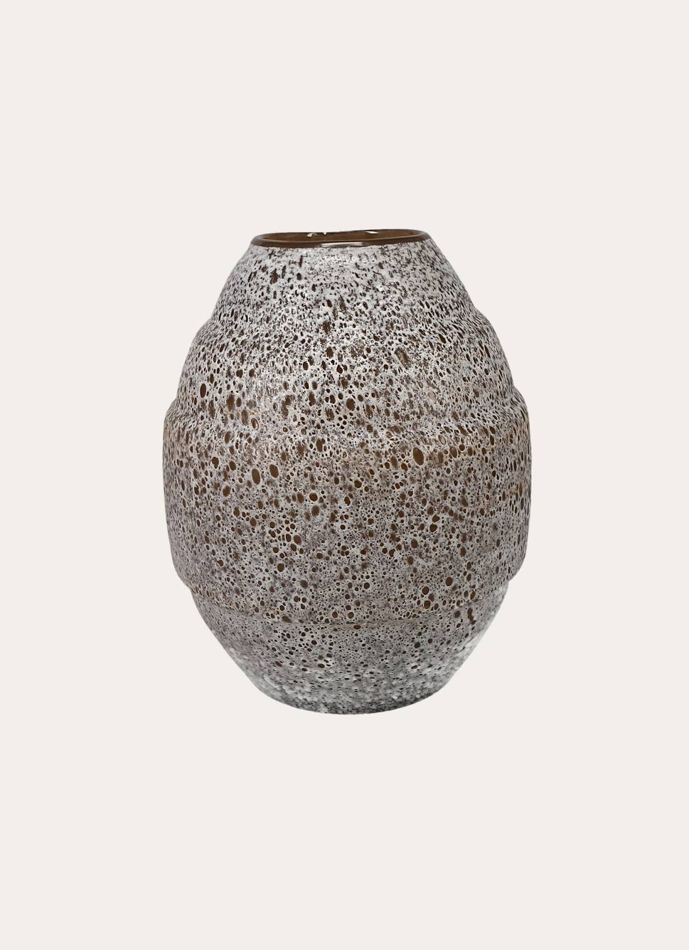 VASE EN VERRE EFFET RÉACTIF BLANC/BEIGE