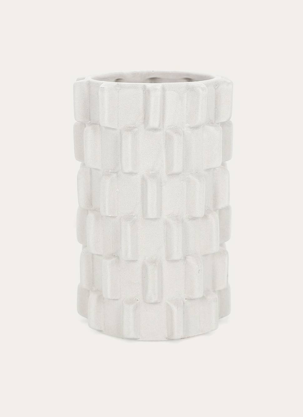 VASE DESIGN GRAPHIQUE EN CIMENT BLANC