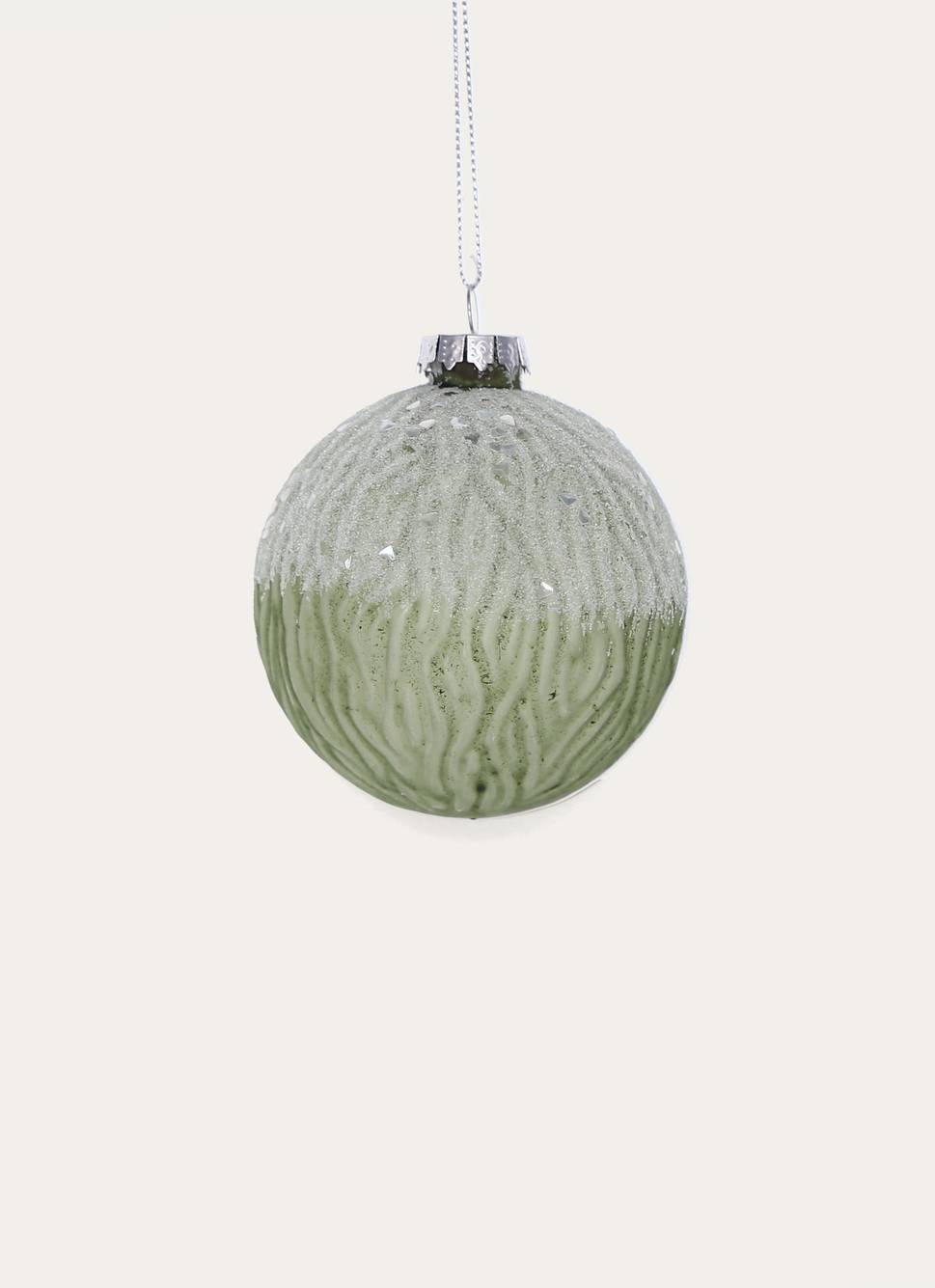 BOULE EN VERRE STRIÉE ET GIVRÉE MOUSSE