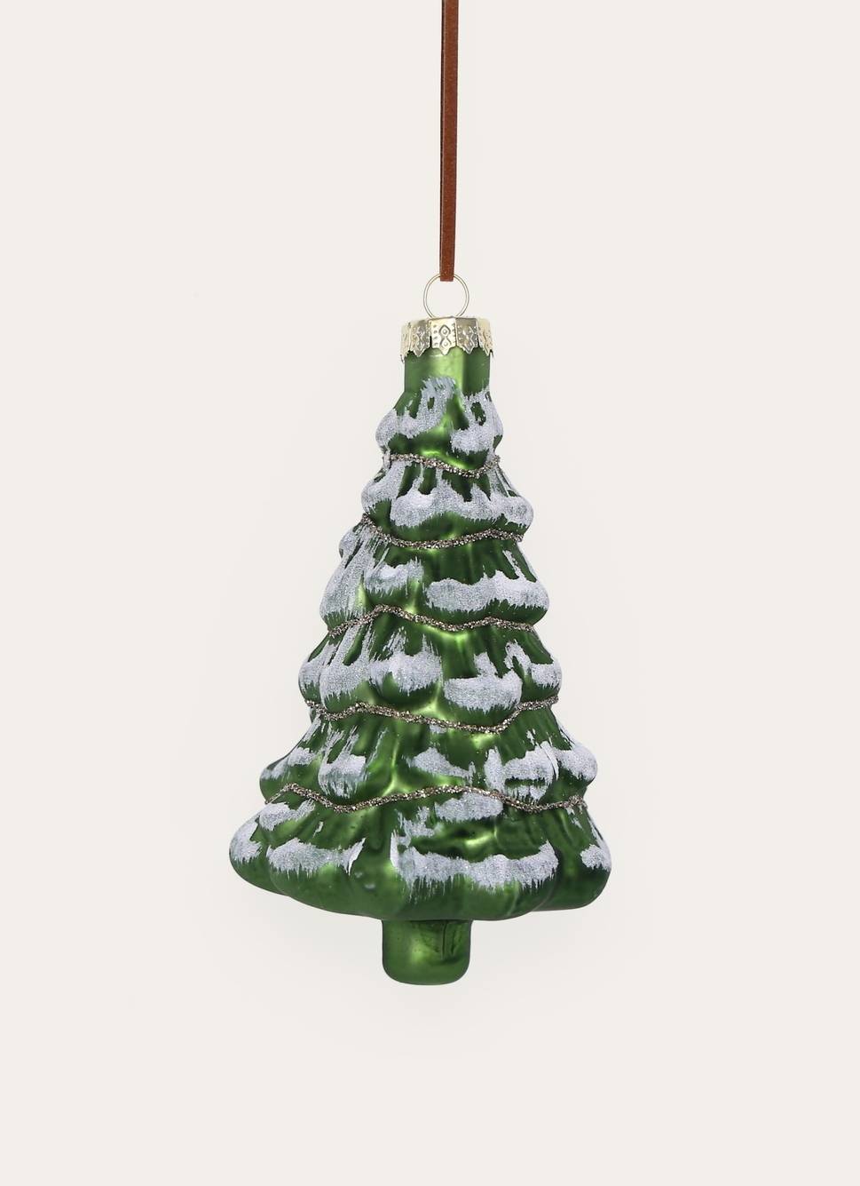 SAPIN ENNEIGÉ EN VERRE À SUSPENDRE VERT/BLANC