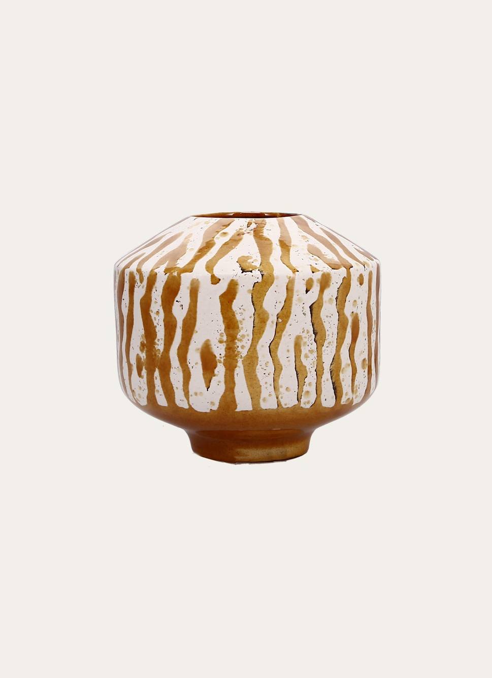 PETIT VASE EN FAÏENCE MARRON / BLANC