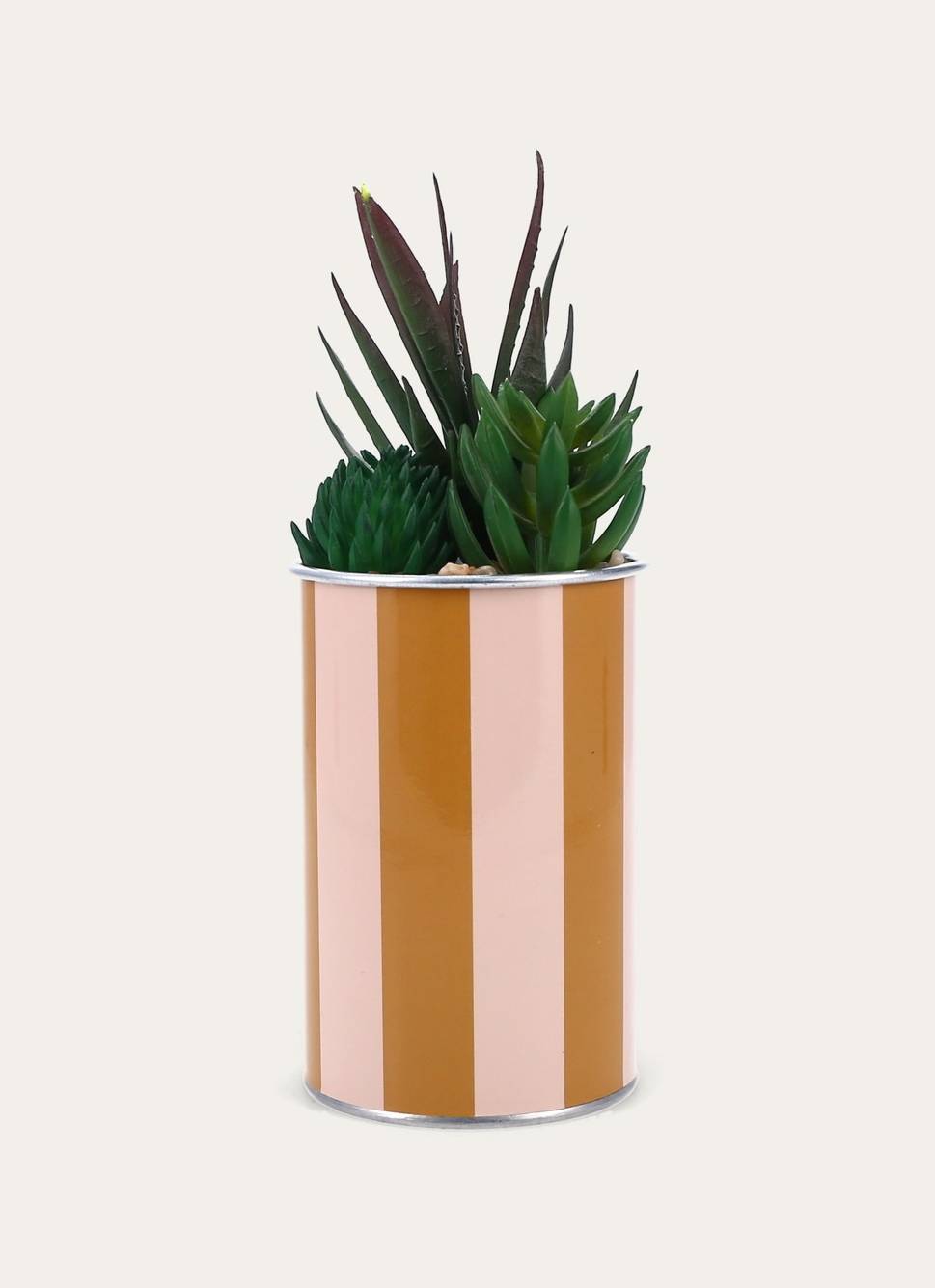 MINI PLANTE ARTIFICIELLE AVEC POT EN MÉTAL COLORÉ OCRE
