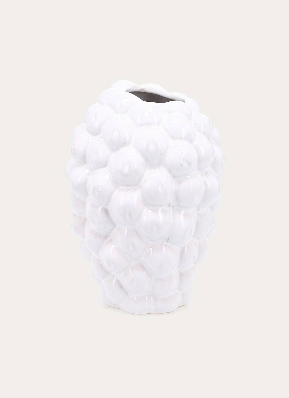 VASE EN GRÈS EN FORME DE GRAPPE STYLISÉES BLANC