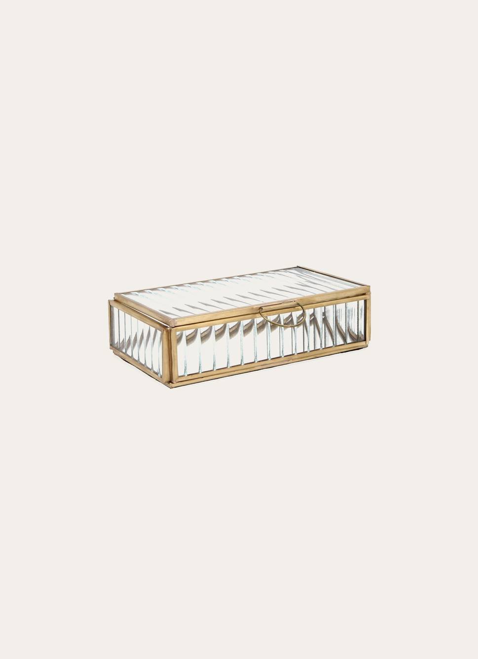 BOITE À BIJOUX EN VERRE STRIÉ (GM) TRANSPARENT/ OR