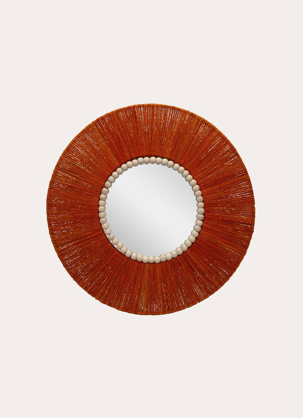 MIROIR CARRÉ CONTOURS RAFIA ROUILLE