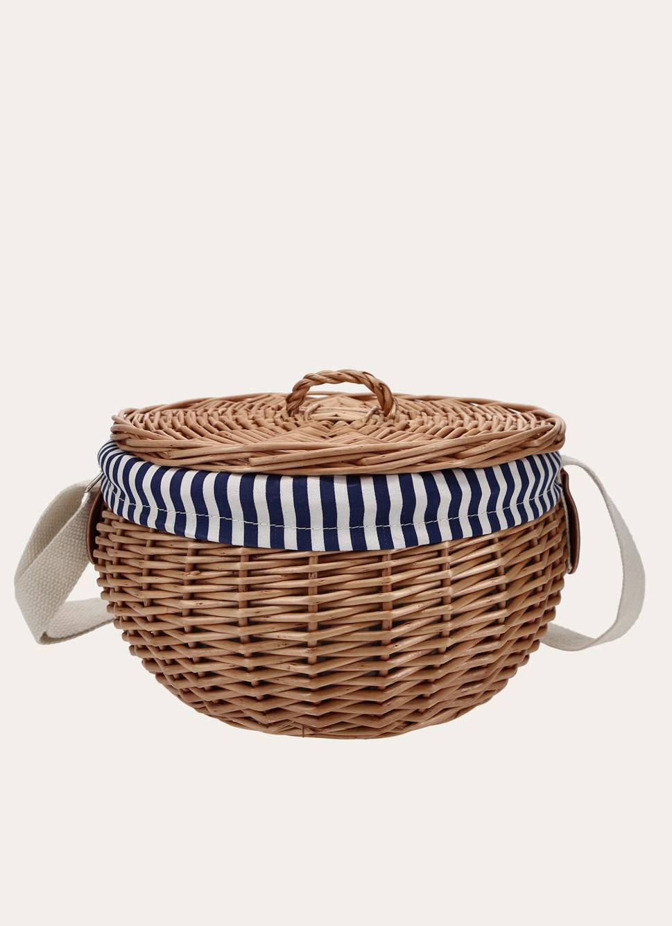 PANIER PIQUE-NIQUE RAYÉ BLANC/MARINE