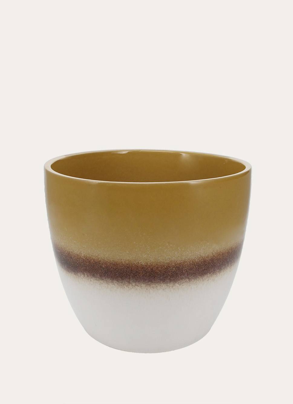 CACHE POT EN PORCELAINE OCRE