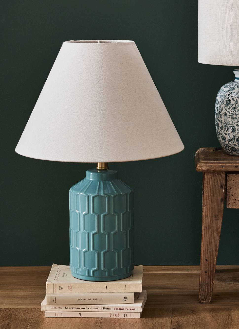 LAMPE À POSER CÉRAMIQUE VERT D&rsquo;EAU