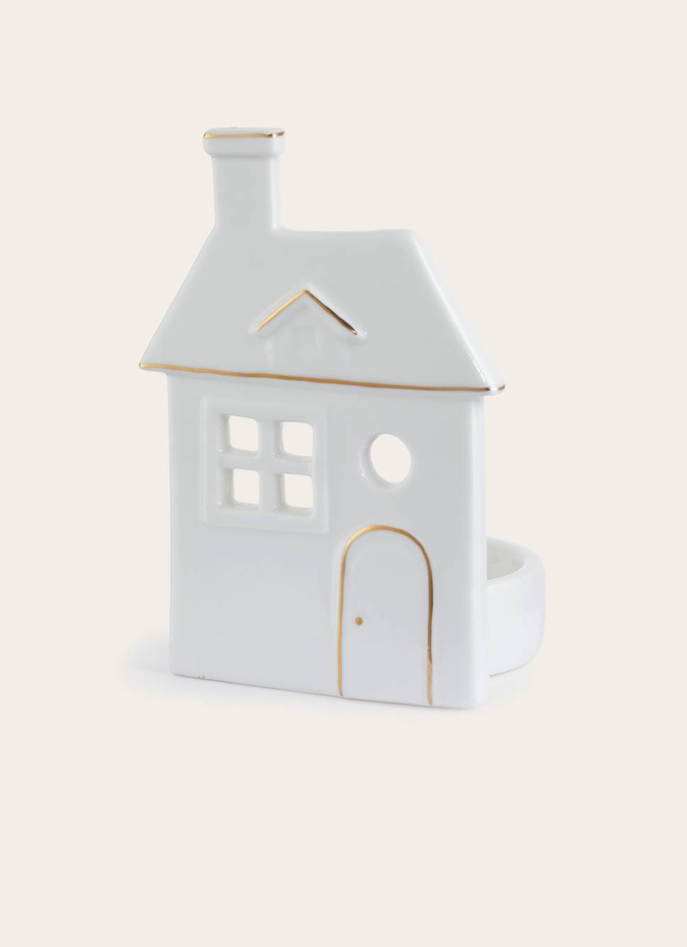 PHOTOPHORE MAISON EN PORCELAINE BLANC