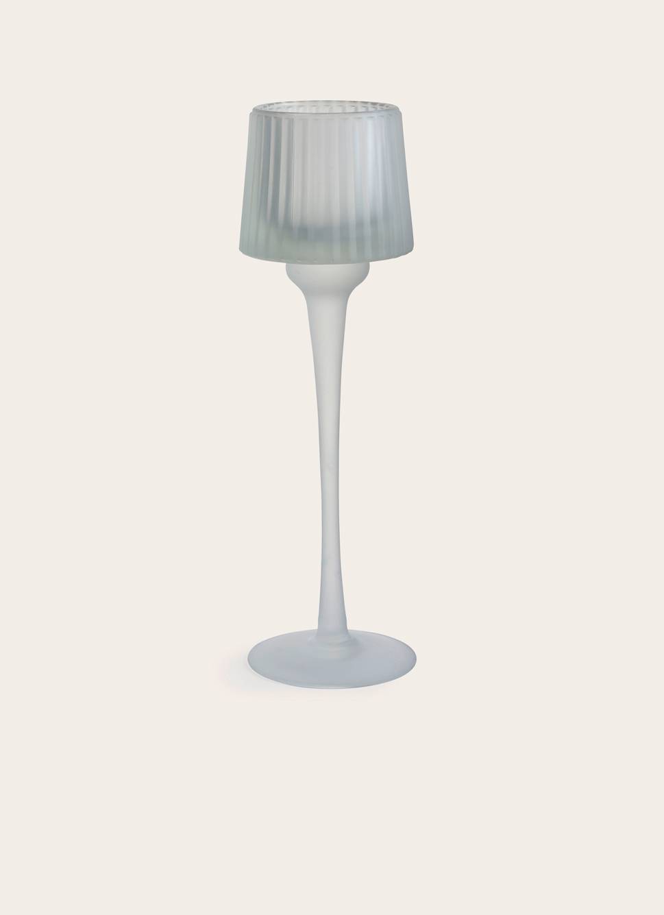 PHOTOPHORE SUR PIED EN VERRE TRANSPARENT GIVRE
