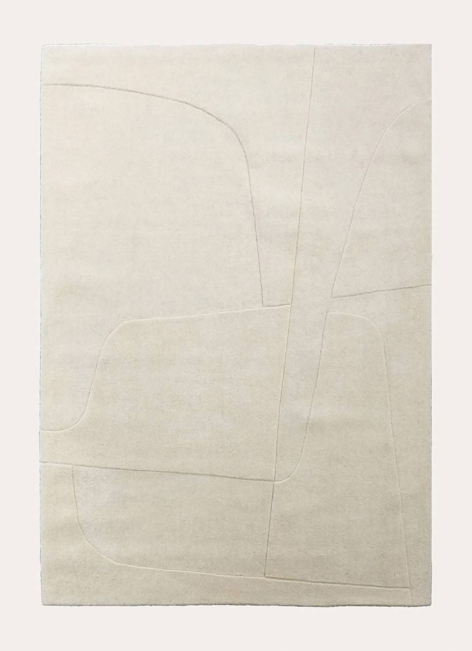 TAPIS EN LAINE ET COTON AVEC LIGNES ÉPURÉES IVOIRE