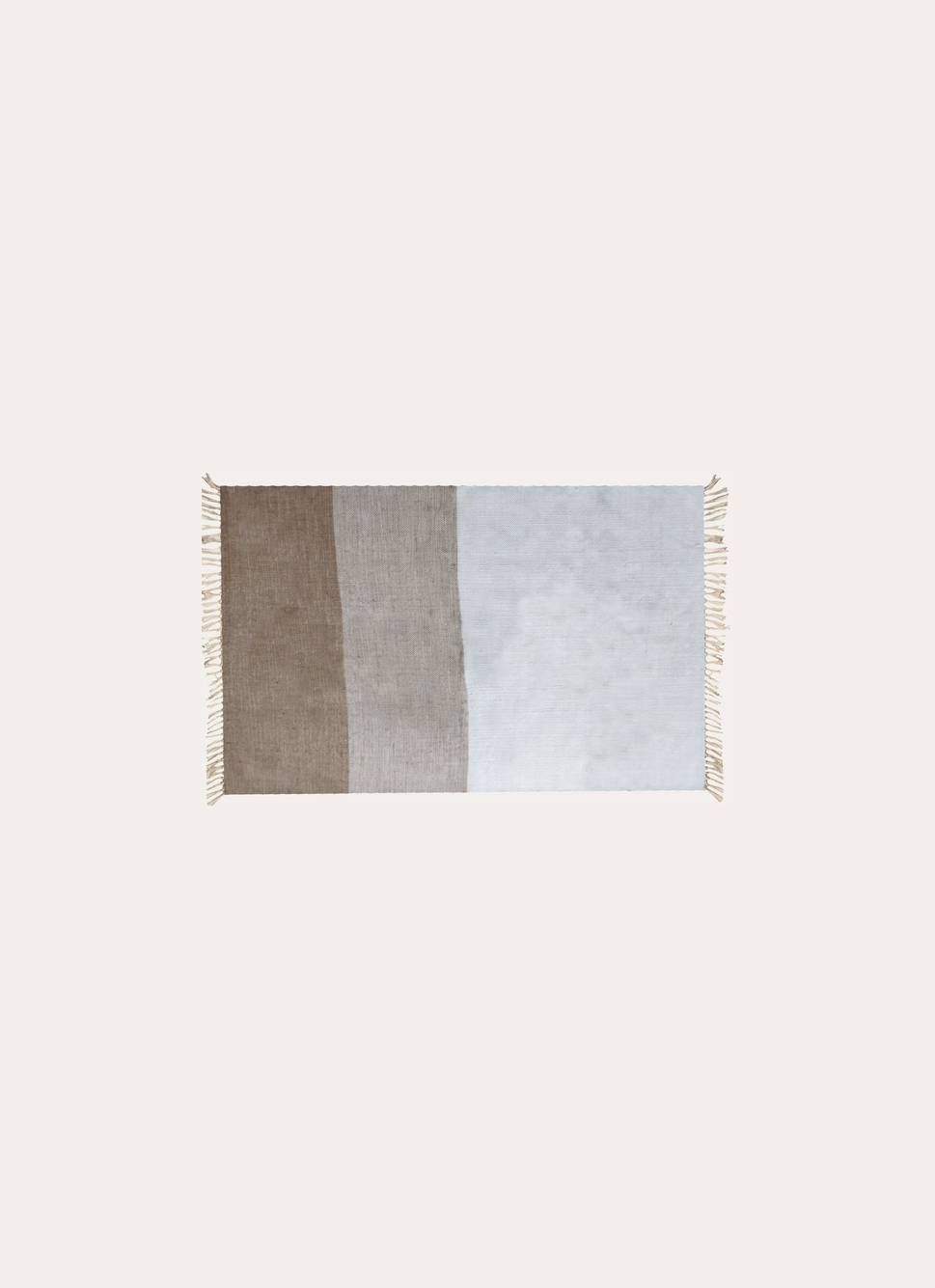 TAPIS À FRANGES EN COTON ET JUTE BLANC/BRUN