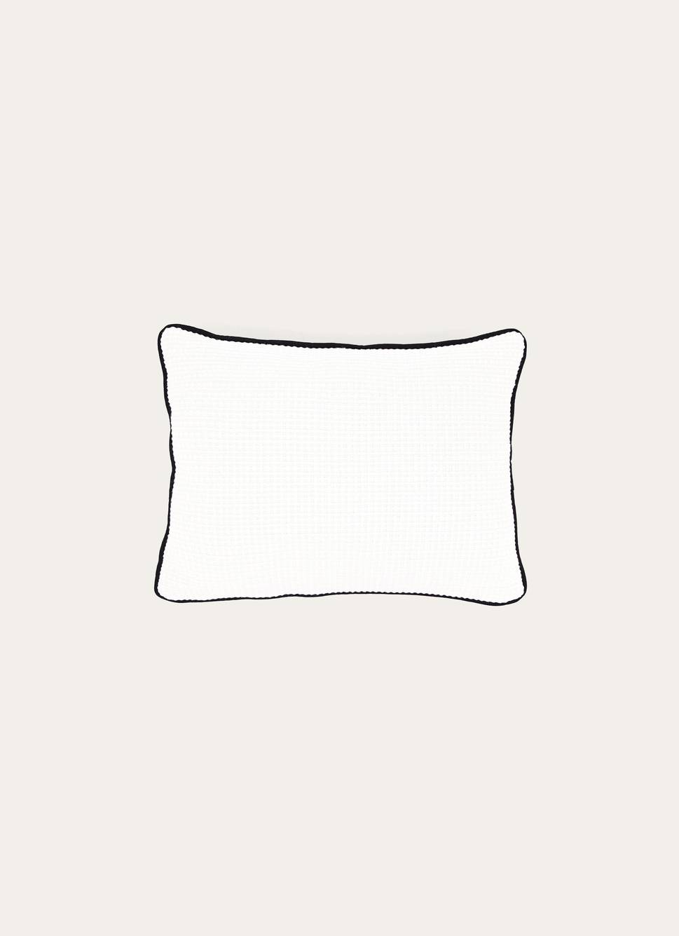 COUSSIN TISSÉ AVEC BORDS CONTRASTÉS BLANC / NOIR
