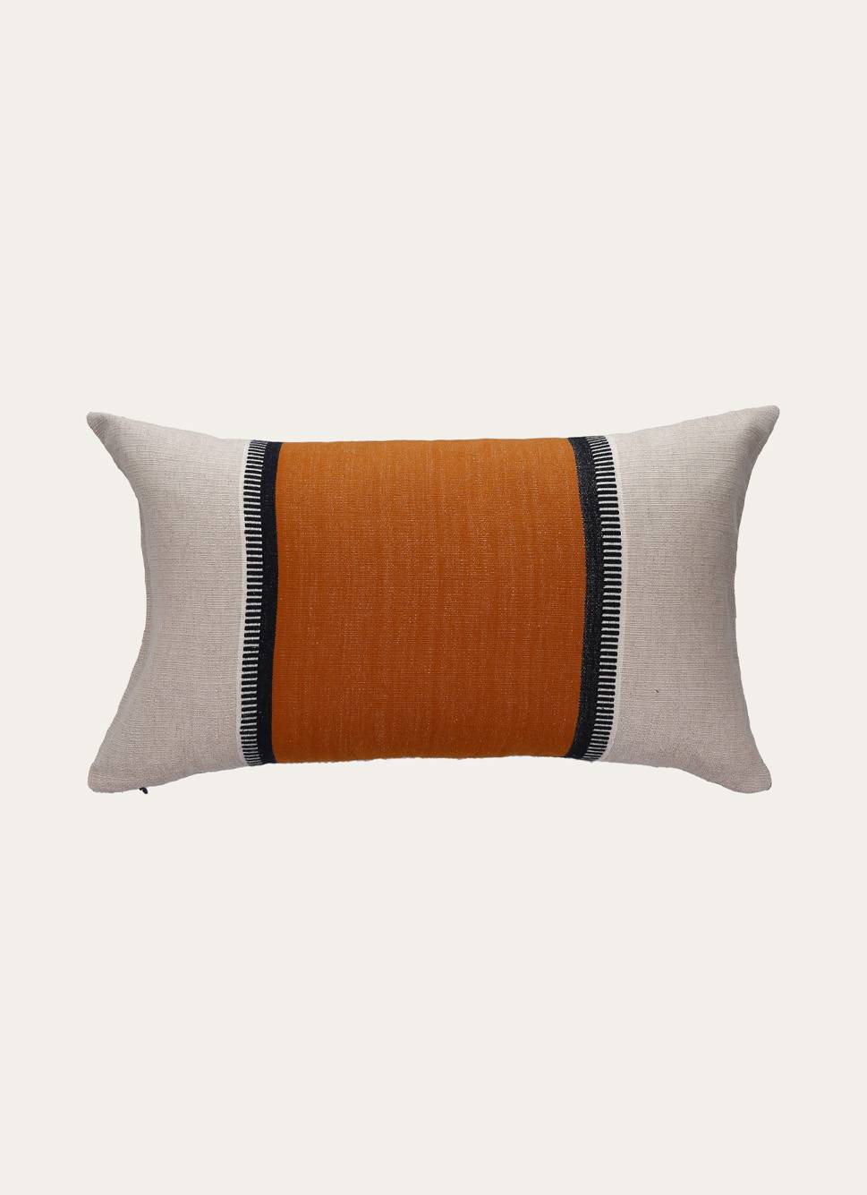 COUSSIN BICOLORE EN LIN CARAMEL