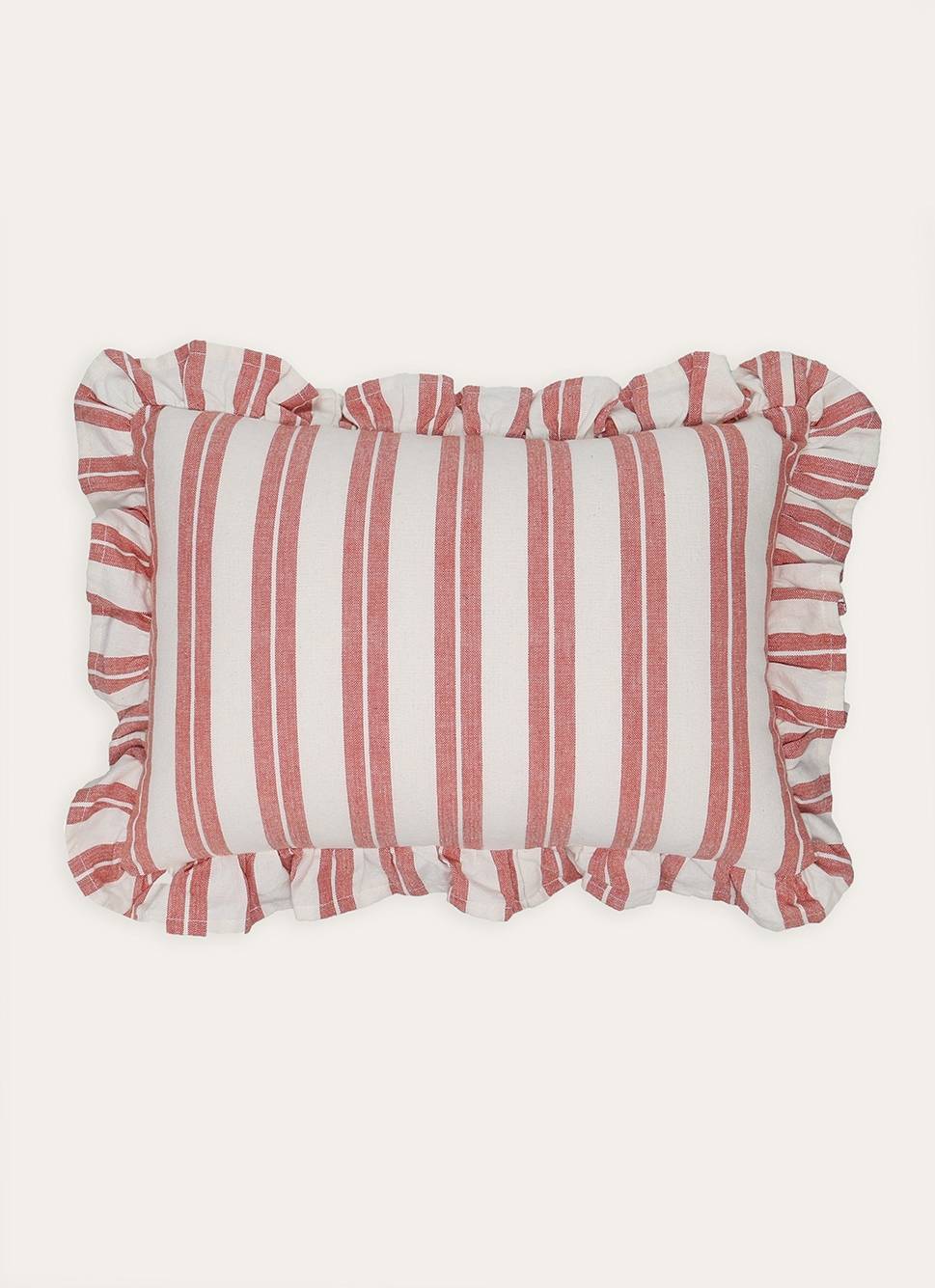 COUSSIN À RAYURES EN MATIÈRE TEXTURÉE TERRACOTTA