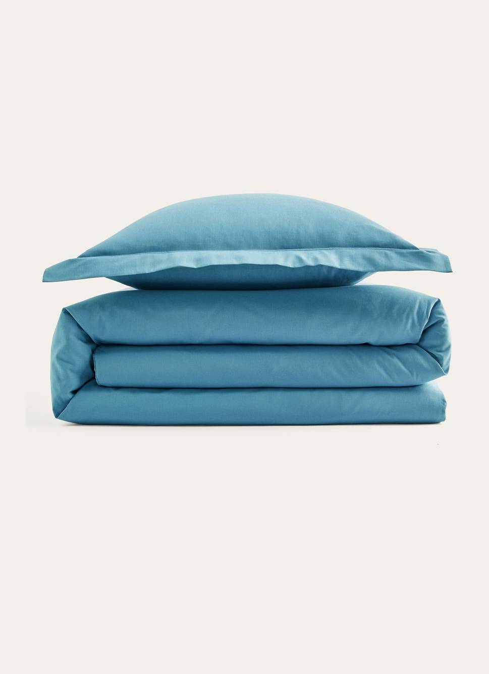 HOUSSE DE COUETTE UNIE EN COTON BLEU PAON