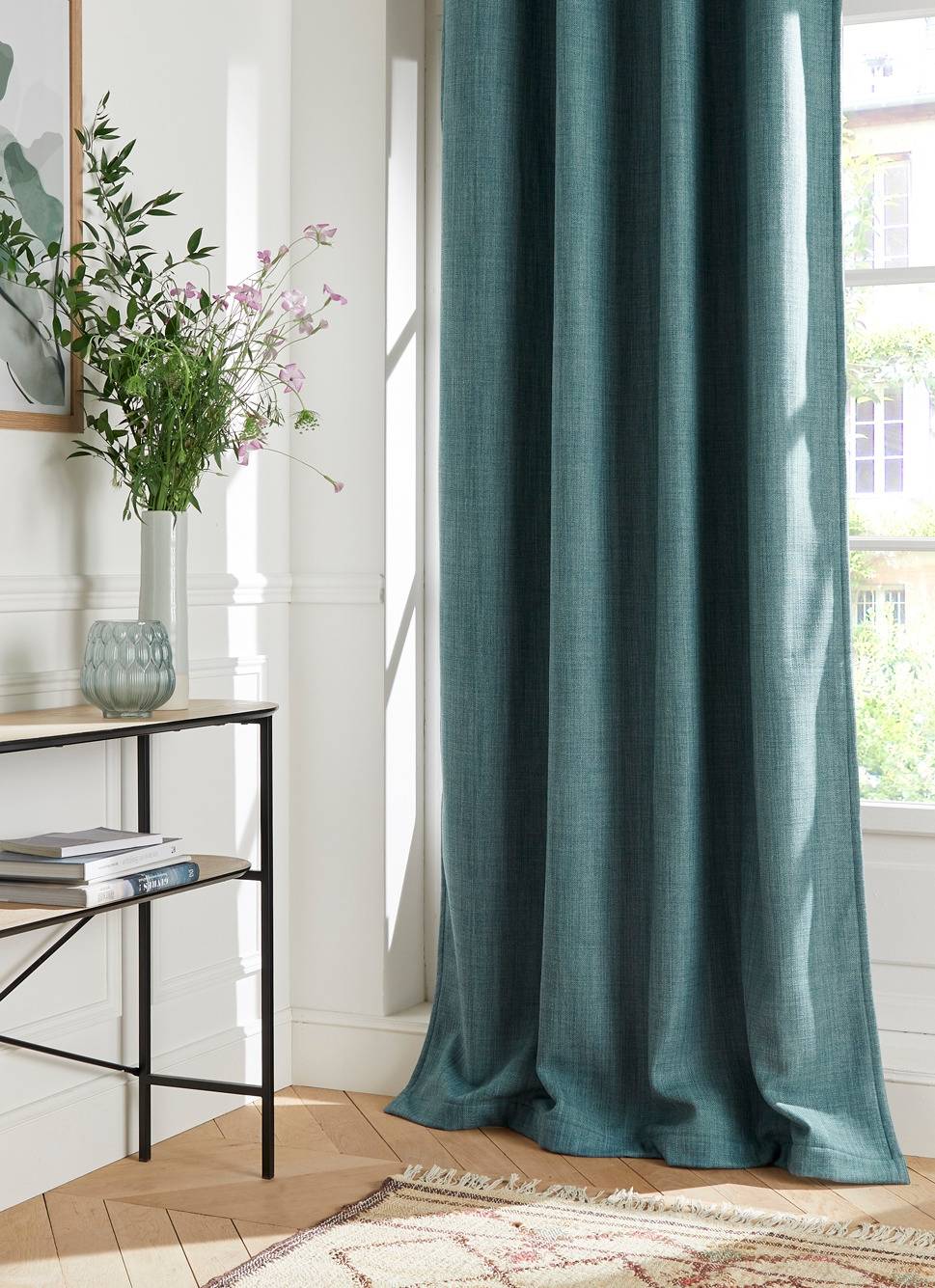 RIDEAU ISOLANT THERMIQUE UNI TEXTURÉ BLEU VERT