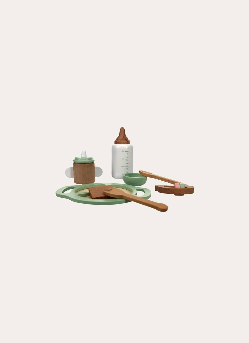JOUET DINETTE POUR POUPÉE EN BOIS NATUREL/VERT