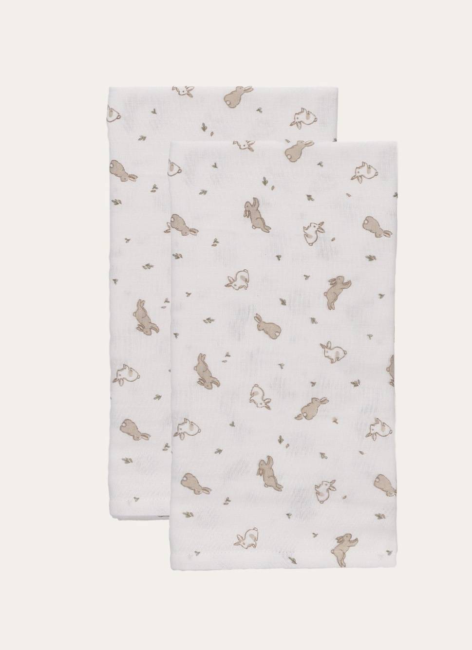 SET DE 2 LANGES EN GAZE DE COTON LAPIN BLANC