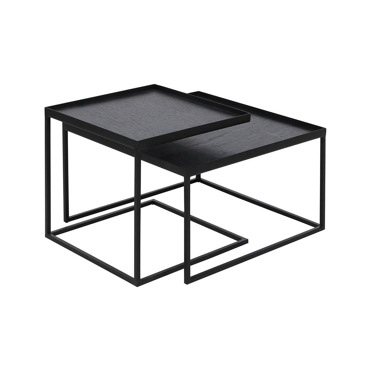Set de 2 tables à plateau Square en métal et bois – L 39 / 52 cm