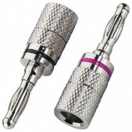 Paire de fiches Bananes acier pour haut parleurs 4mm