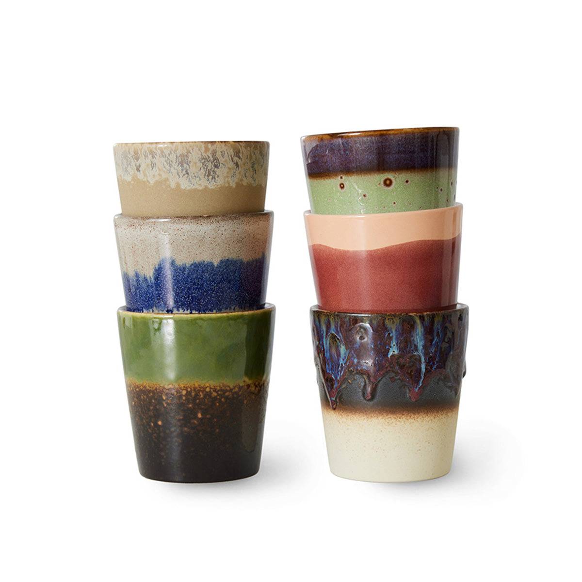 Set de 6 Mugs 70&rsquo;s Grounding en céramique
