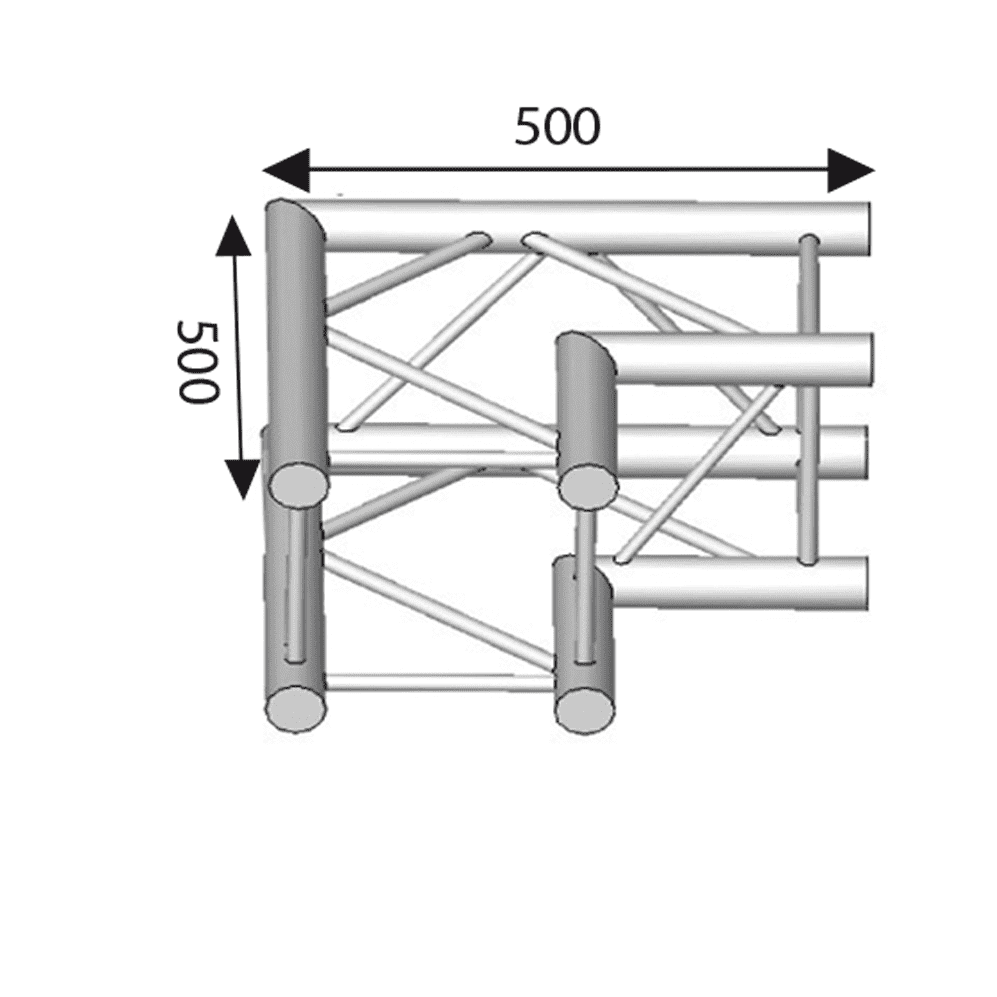 ASZ 22 ASD – structure carrée angle 2 départs 90° 290mm