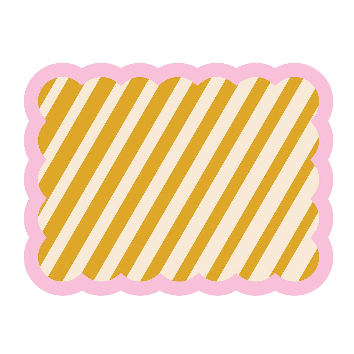 Set de table Biscotti à Rayures – 38 cm x 48 cm – Ocre & Rose