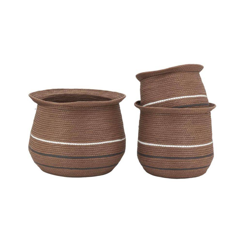 Cache-pots en jonc marron (lot de 3)