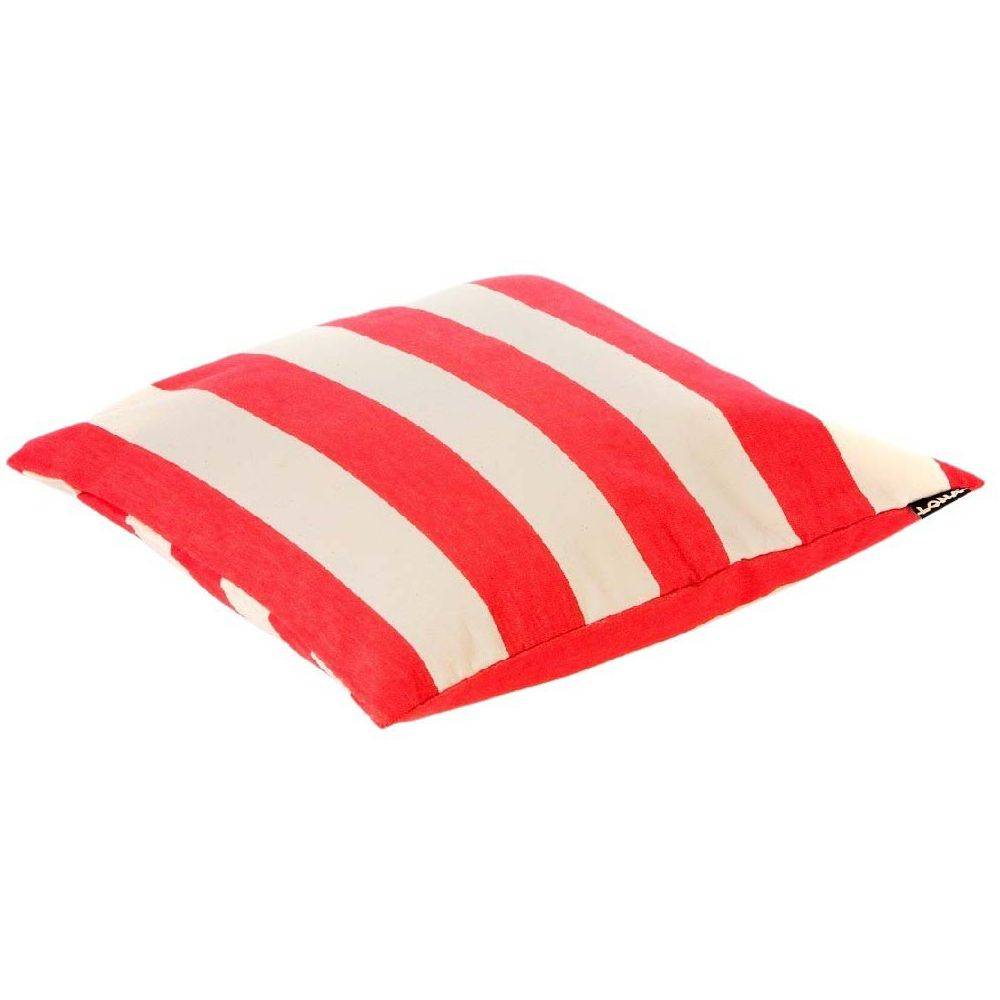 Coussin 100% coton 50 cm Faro (Rouge – blanc cassé large)
