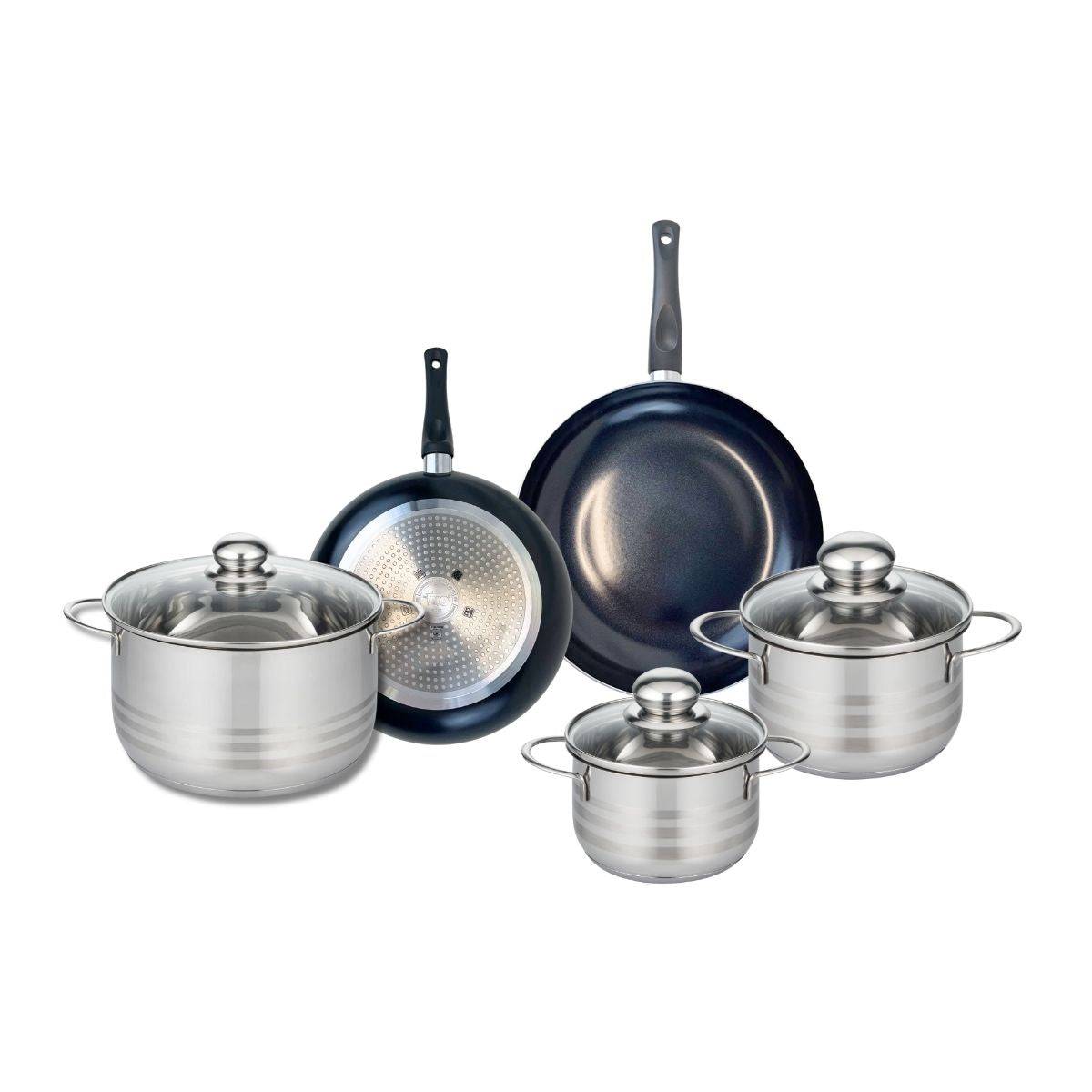 Ensemble de 2 Poêles de cuisson 20 et 24 cm et 3 faitouts 14, 16 et 20 cm Elo Prima Brillant
